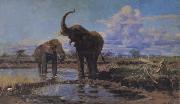 unknow artist Elephant oil painting on canvas